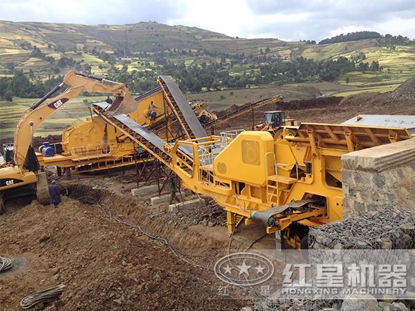 可開到施工場地的流動式青石磕石子機 可開到施工場地的流動式青石磕石子機