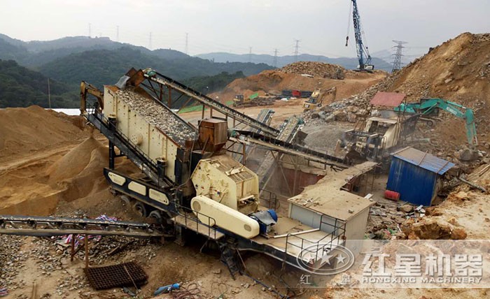 可移動(dòng)式青石石子機(jī)現(xiàn)場