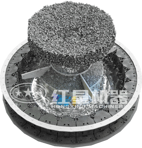 HVI破碎制砂機工作原理示意圖 HVI破碎制砂機工作原理示意圖